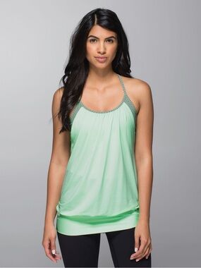 Lululemon No Limits Tank Fresh Teal / Mini Hyper Stripe Fresh Teal, size 6